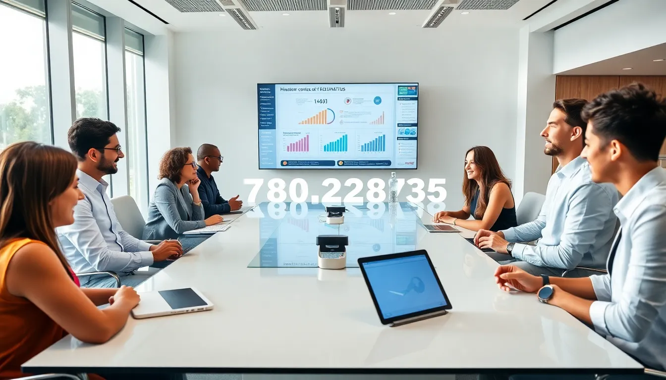 professionals discussing the significance of a specific number in an office setting.